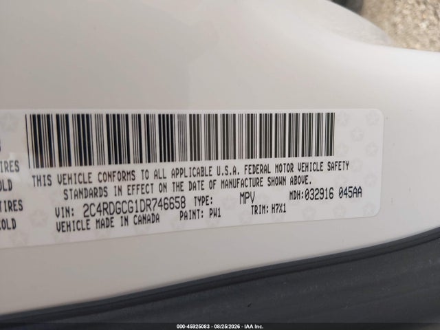 45925083 :رقم المزاد ، 2C4RDGCG1DR746658 vin ، 2013 Dodge Grand Caravan Sxt مزاد بيع