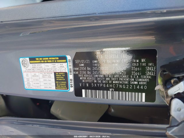 Продажа на аукционе авто 2022 Kia Telluride S, vin: 5XYP64HC7NG221440, номер лота: 45925091