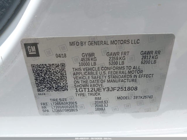GMC Sierra 2500hd Denali 2018 1GT12UEY3JF251808 Image 9