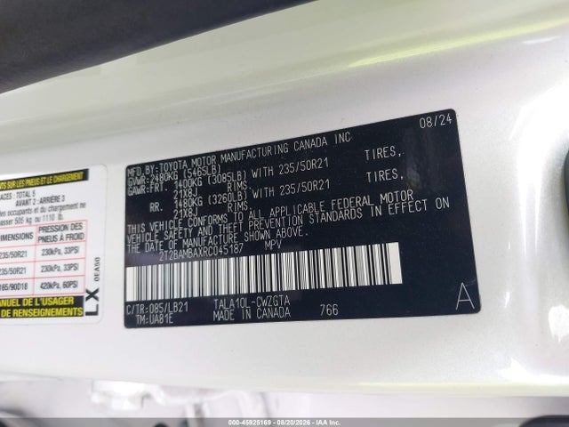 45925169 :رقم المزاد ، 2T2BAMBAXRC045187 vin ، 2024 Lexus Rx 350 Premium Plus مزاد بيع