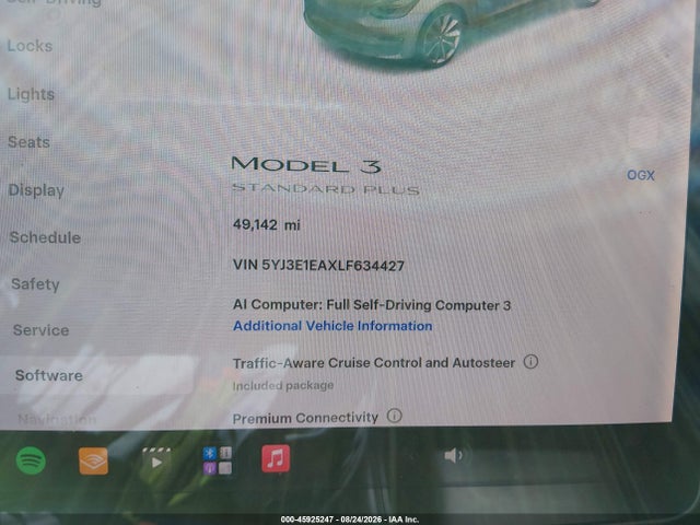 Продаж на аукціоні авто 2020 Tesla Model 3 Standard Range Plus Rear-wheel Drive/standard Range Rear-wheel Drive, vin: 5YJ3E1EAXLF634427, номер лоту: 45925247
