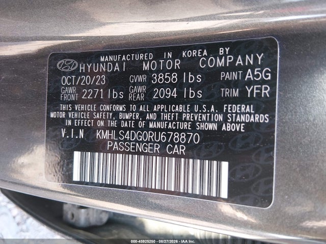 Продаж на аукціоні авто 2024 Hyundai Elantra Sel, vin: KMHLS4DG0RU678870, номер лоту: 45925250