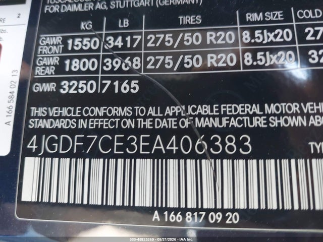 Aukcja sprzedaży 2014 Mercedes-benz Gl 450 4matic, vin: 4JGDF7CE3EA406383, numer aukcji: 45925269