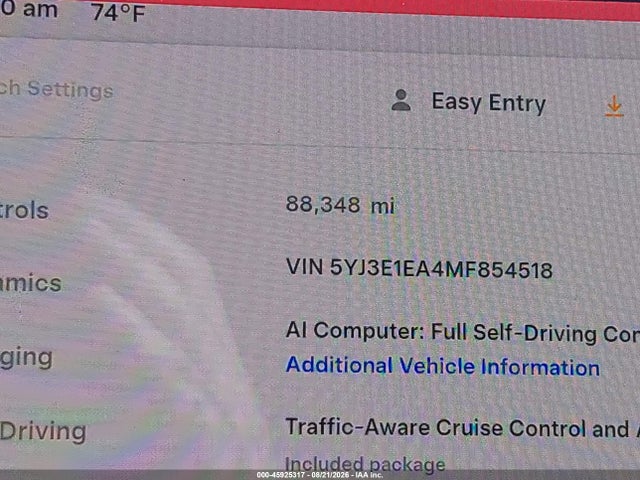 Tesla Model 3 Standard Range Plus Rear-wheel Drive 2021 5YJ3E1EA4MF854518 Image 16