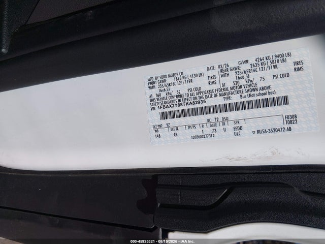 1FBAX2Y88TKA82935 Ford Transit-350 Passenger Van Xlt
