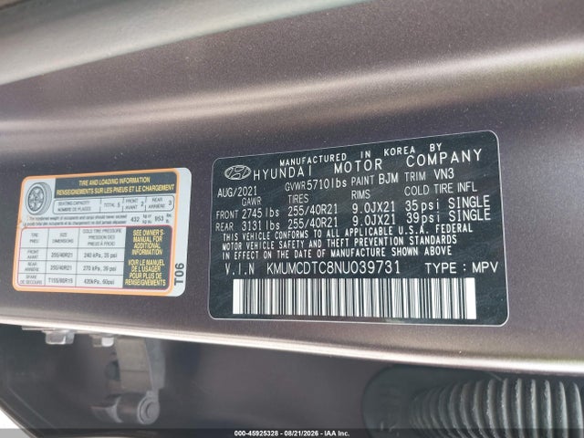 45925328 :رقم المزاد ، KMUMCDTC8NU039731 vin ، 2022 Genesis Gv70 3.5t Awd Sport مزاد بيع