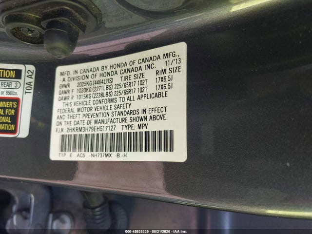 Honda Cr-v Ex-l 2014 2HKRM3H79EH517127 Image 9