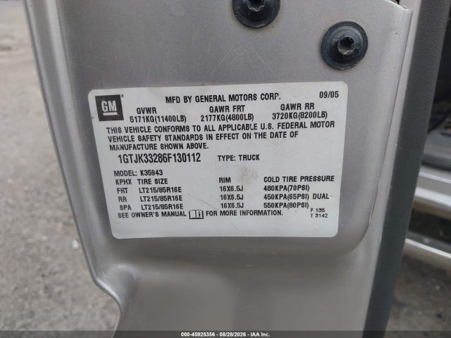 Aukcja sprzedaży 2006 Gmc Sierra 3500 Slt, vin: 1GTJK33286F130112, numer aukcji: 45925356