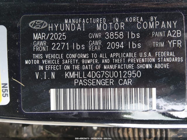 Aukcja sprzedaży 2025 Hyundai Elantra Se, vin: KMHLL4DG7SU012950, numer aukcji: 45925473