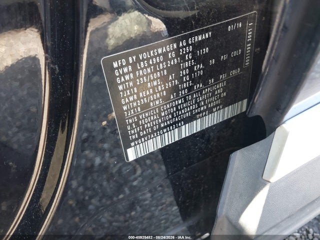 Aukcja sprzedaży 2016 Volkswagen Tiguan S/se/sel/r-line, vin: WVGBV7AX2GW582149, numer aukcji: 45925482