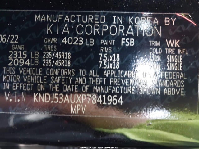 Aukcja sprzedaży 2023 Kia Soul Gt-line, vin: KNDJ53AUXP7841964, numer aukcji: 45925539