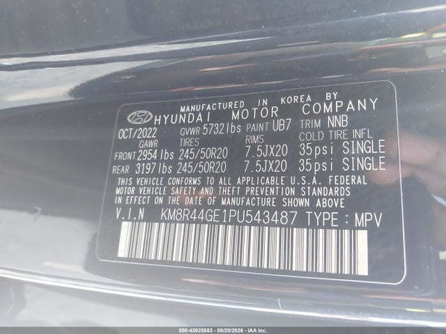 2023 Hyundai Palisade Sel მანქანა იყიდება აუქციონზე, vin: KM8R44GE1PU543487, აუქციონის ნომერი: 45925553