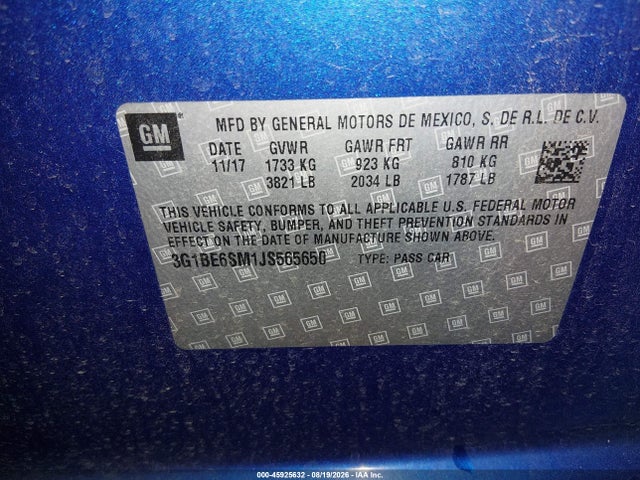 Chevrolet Cruze Lt Auto 2018 3G1BE6SM1JS565650 Image 9
