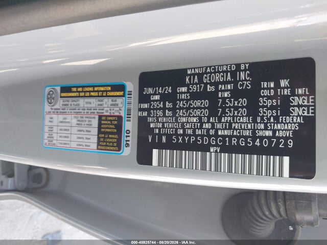 Aukcja sprzedaży 2024 Kia Telluride Sx X-line, vin: 5XYP5DGC1RG540729, numer aukcji: 45925744