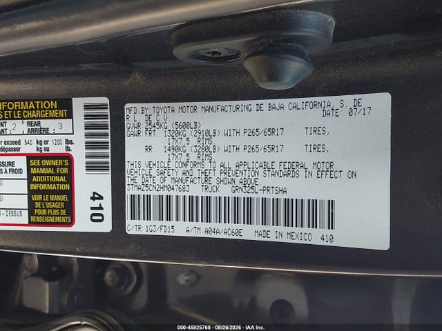 3TMAZ5CN2HM047683 Toyota Tacoma Trd Sport