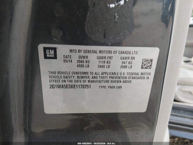 Продажа на аукционе авто 2014 Chevrolet Impala Limited Ls, vin: 2G1WA5E3XE1170751, номер лота: 45925801