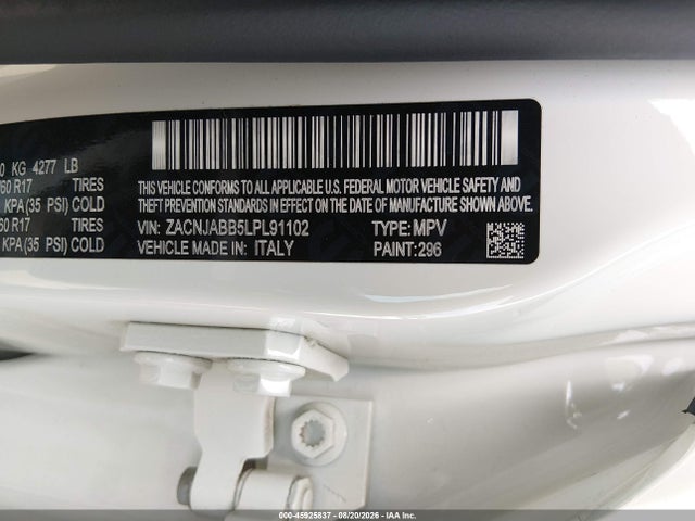 Aukcja sprzedaży 2020 Jeep Renegade Altitude Fwd, vin: ZACNJABB5LPL91102, numer aukcji: 45925837