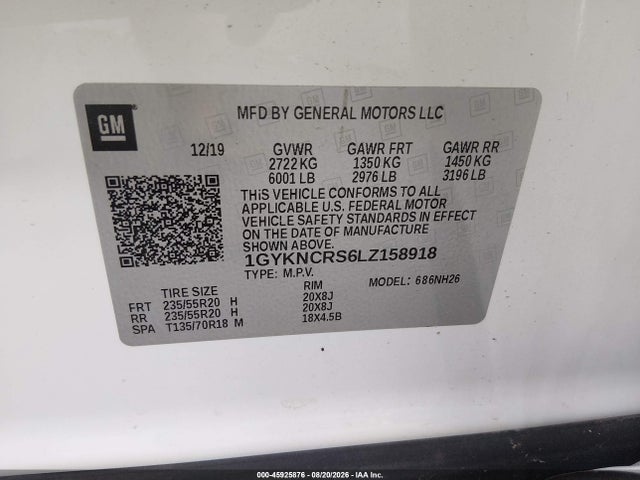 Aukcja sprzedaży 2020 Cadillac Xt5 Fwd Premium Luxury, vin: 1GYKNCRS6LZ158918, numer aukcji: 45925876