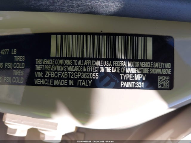 Aukcja sprzedaży 2016 Fiat 500x Easy, vin: ZFBCFXBT2GP362055, numer aukcji: 45925906
