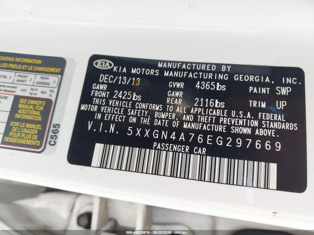 5XXGN4A76EG297669 KIA OPTIMA EX