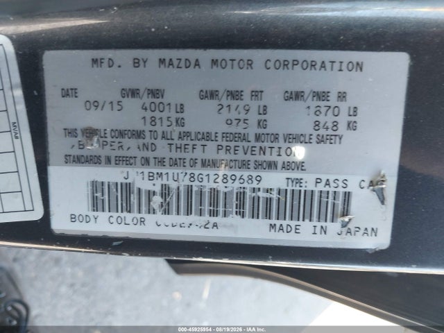 Продажа на аукционе авто 2016 Mazda Mazda3 I Sport, vin: JM1BM1U78G1289689, номер лота: 45925954
