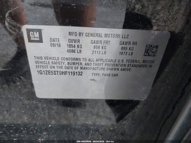 Aukcja sprzedaży 2017 Chevrolet Malibu 1lt, vin: 1G1ZE5ST9HF119132, numer aukcji: 45925956