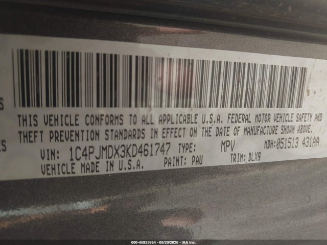Продаж на аукціоні авто 2019 Jeep Cherokee Limited 4x4, vin: 1C4PJMDX3KD461747, номер лоту: 45925964
