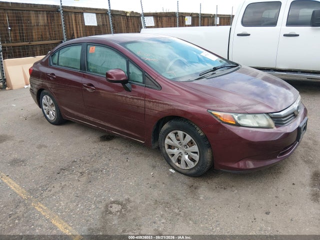 2012 Honda Civic Lx მანქანა იყიდება აუქციონზე, vin: 2HGFB2F58CH550812, აუქციონის ნომერი: 45926053