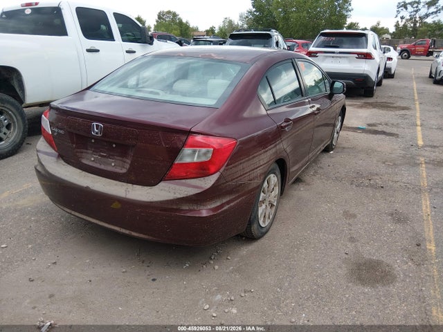 2012 Honda Civic Lx მანქანა იყიდება აუქციონზე, vin: 2HGFB2F58CH550812, აუქციონის ნომერი: 45926053