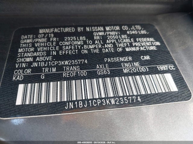 JN1BJ1CP3KW235774 Nissan Rogue Sport S