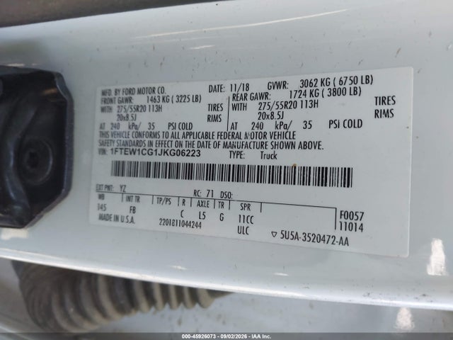 1FTEW1CG1JKG06223 Ford F-150 Xlt