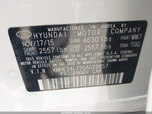 KMHE34L15GA029857 Hyundai Sonata Hybrid Limited
