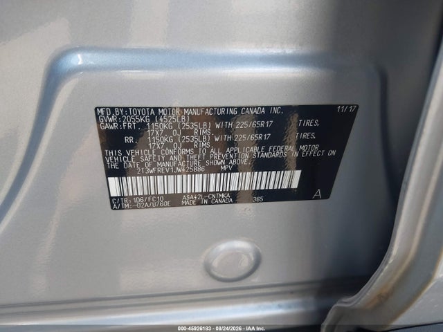 Toyota Rav4 Xle 2018 2T3WFREV1JW425886 Image 9