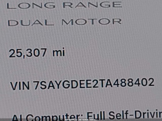 Продаж на аукціоні авто 2026 Tesla Model Y All-wheel Drive/long Range Launch Series/premium All-wheel Drive, vin: 7SAYGDEE2TA488402, номер лоту: 45926212