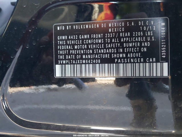 Продажа на аукционе авто 2013 Volkswagen Jetta Sportwagen 2.0l Tdi, vin: 3VWPL7AJXDM642408, номер лота: 45926316