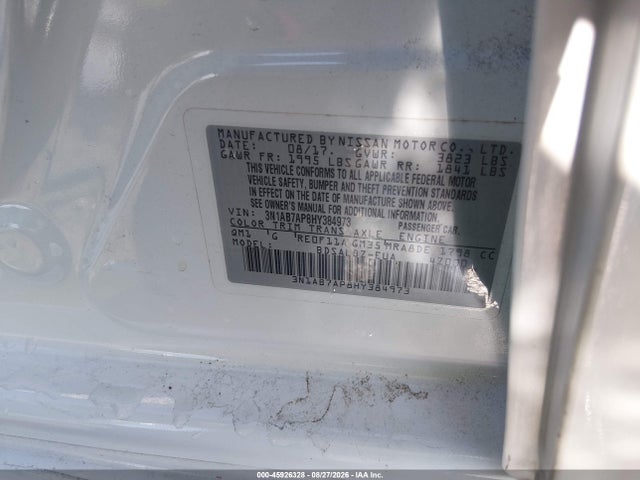 Продажа на аукционе авто 2017 Nissan Sentra S, vin: 3N1AB7AP8HY384973, номер лота: 45926328