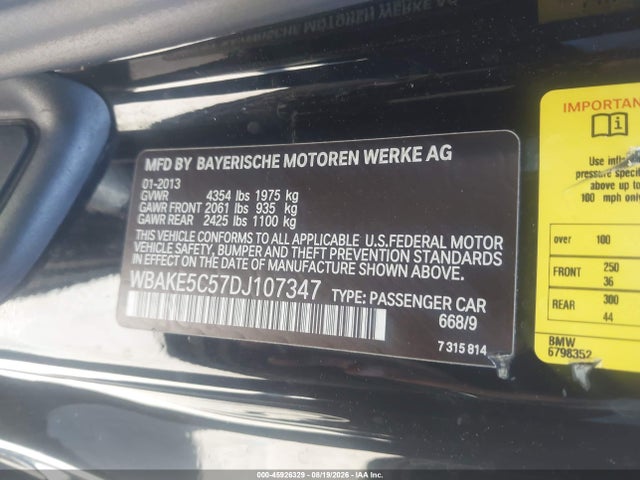 Продажа на аукционе авто 2013 Bmw 328i, vin: WBAKE5C57DJ107347, номер лота: 45926329