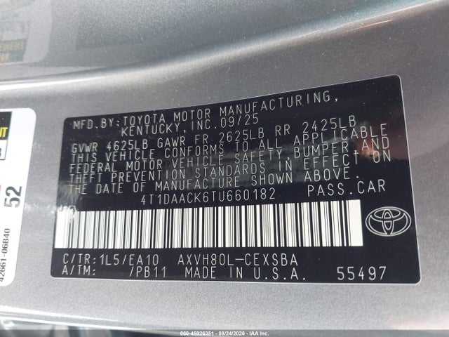 4T1DAACK6TU660182 Toyota CAMRY SE