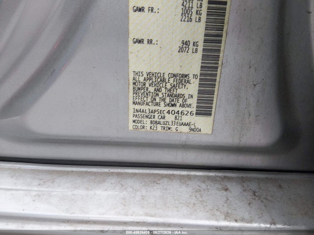 2014 Nissan Altima 2.5 Sv მანქანა იყიდება აუქციონზე, vin: 1N4AL3AP5EC404626, აუქციონის ნომერი: 45926409