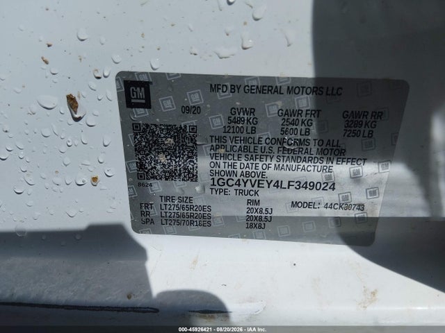 Продаж на аукціоні авто 2020 Chevrolet Silverado 3500hd 4wd  Standard Bed High Country, vin: 1GC4YVEY4LF349024, номер лоту: 45926421