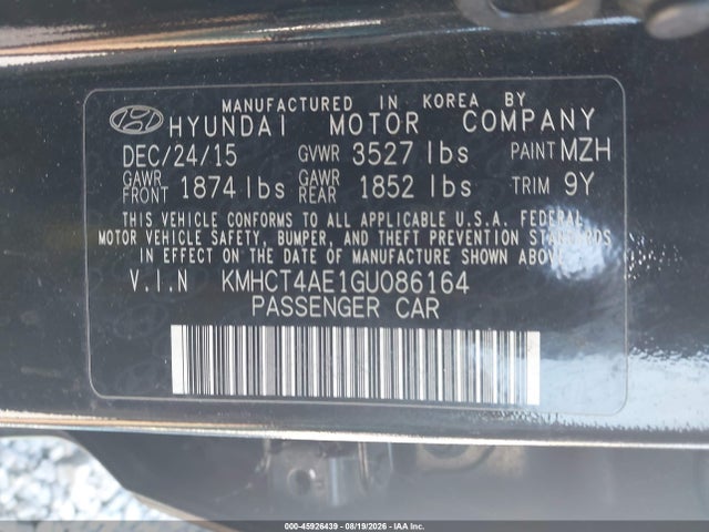 Hyundai ACCENT SE 2016 KMHCT4AE1GU086164 Image 9