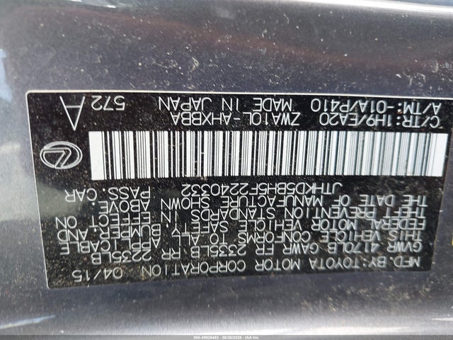 2015 Lexus Ct 200h მანქანა იყიდება აუქციონზე, vin: JTHKD5BH5F2240332, აუქციონის ნომერი: 45926483