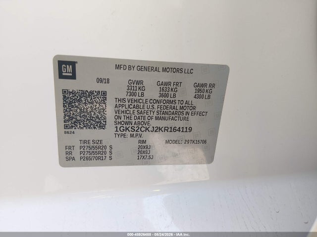 Продаж на аукціоні авто 2019 Gmc Yukon Denali, vin: 1GKS2CKJ2KR164119, номер лоту: 45926488