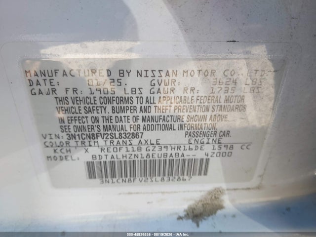 Nissan Versa 1.6 Sr 2025 3N1CN8FV2SL832867 Image 9