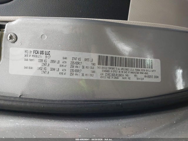 Aukcja sprzedaży 2018 Chrysler Pacifica Touring L, vin: 2C4RC1BG9JR120014, numer aukcji: 45926541
