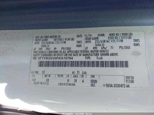 Ford Transit-250 2015 1FTYR3XV0FKA15784 Image 9