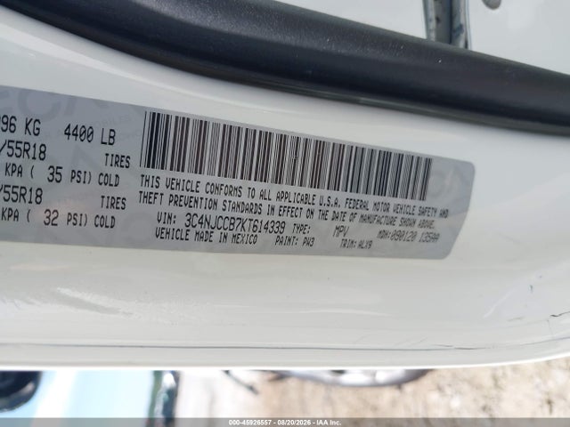 Aukcja sprzedaży 2019 Jeep Compass Limited Fwd, vin: 3C4NJCCB7KT614339, numer aukcji: 45926557
