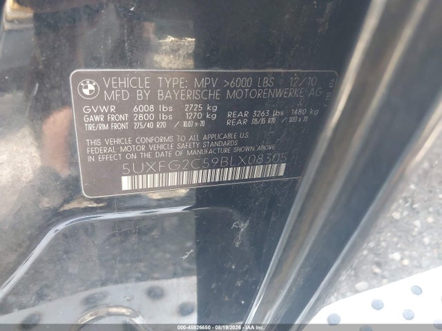 Aukcja sprzedaży 2011 Bmw X6 Xdrive35i, vin: 5UXFG2C59BLX08305, numer aukcji: 45926650