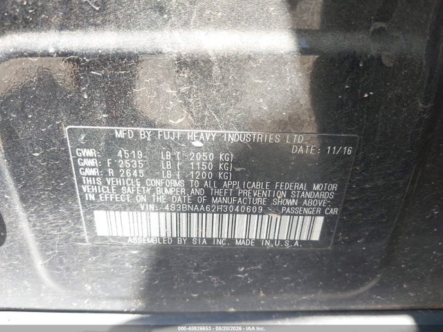 Subaru Legacy 2.5i 2017 4S3BNAA62H3040609 Image 9