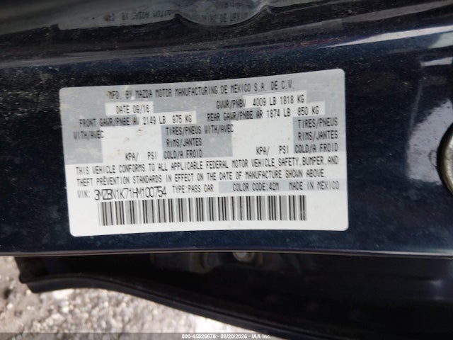 Продажа на аукционе авто 2017 Mazda Mazda3 Sport, vin: 3MZBN1K71HM100754, номер лота: 45926676